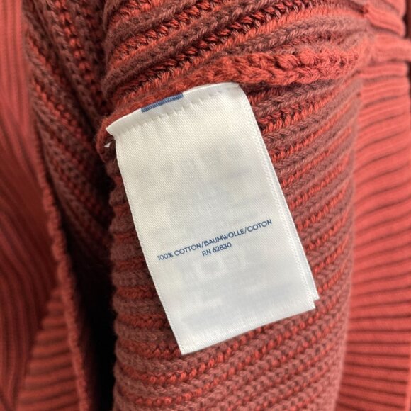 NEW Lands' End Drifter Men's XL  Red Cotton Zip up Sweater Ribbed Knit Pullover - Picture 9 of 12